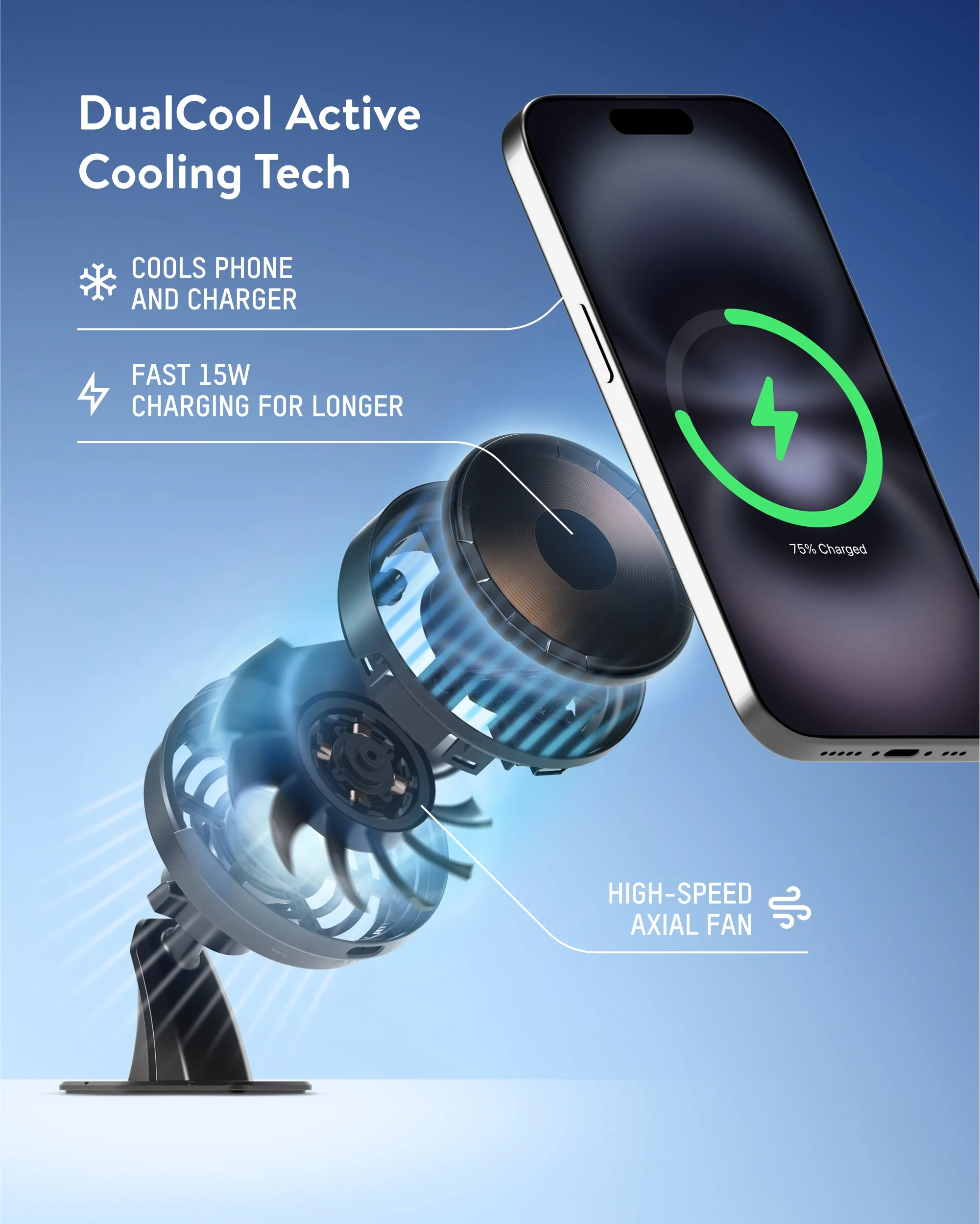 Adhesive Wireless Charging Car Mount - With Qi2 - Image 3